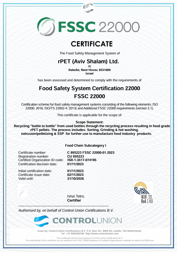 FSSC 22000 CERTIFICATE